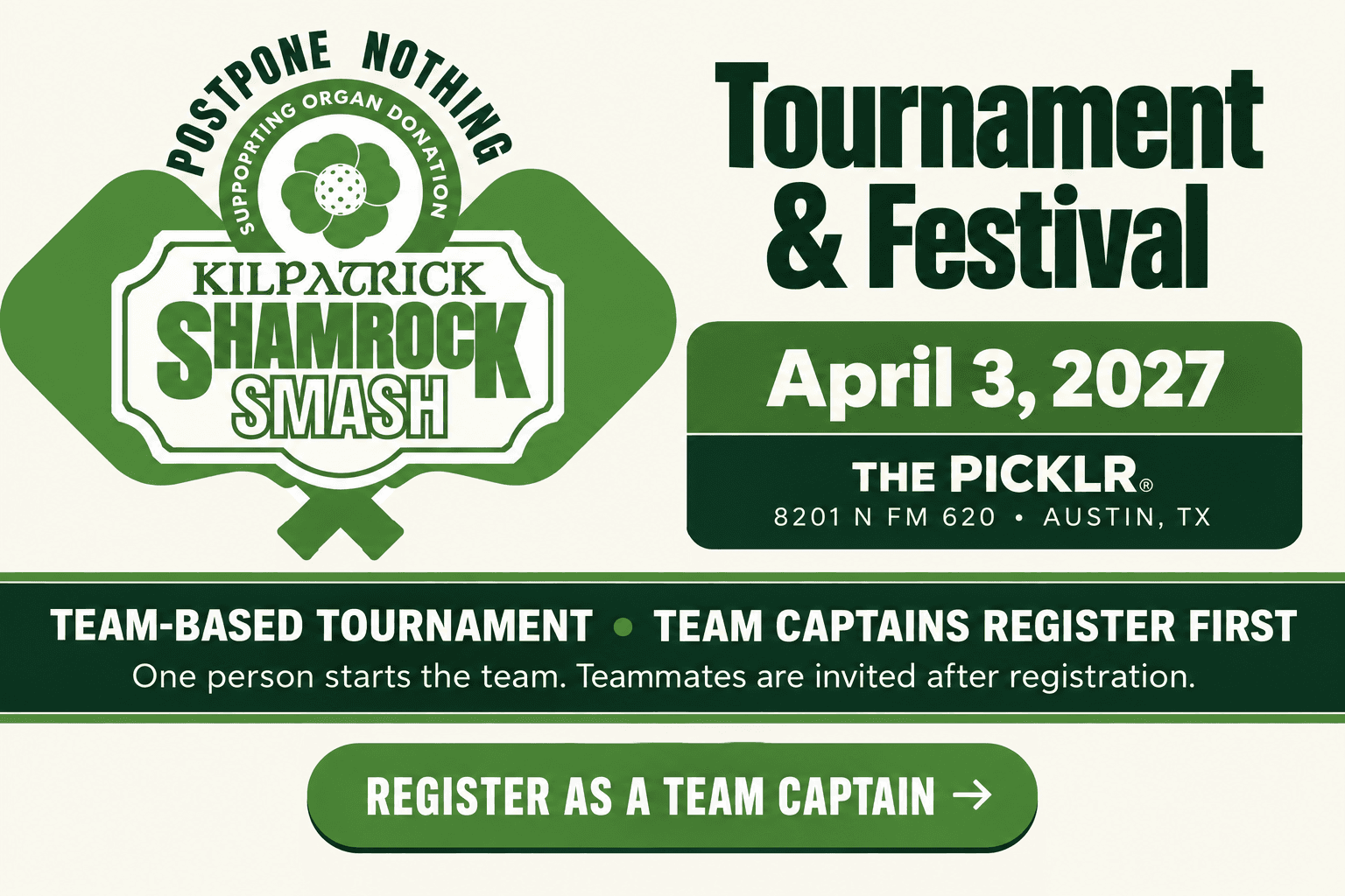 Shamrock Smash - April 3, 2027