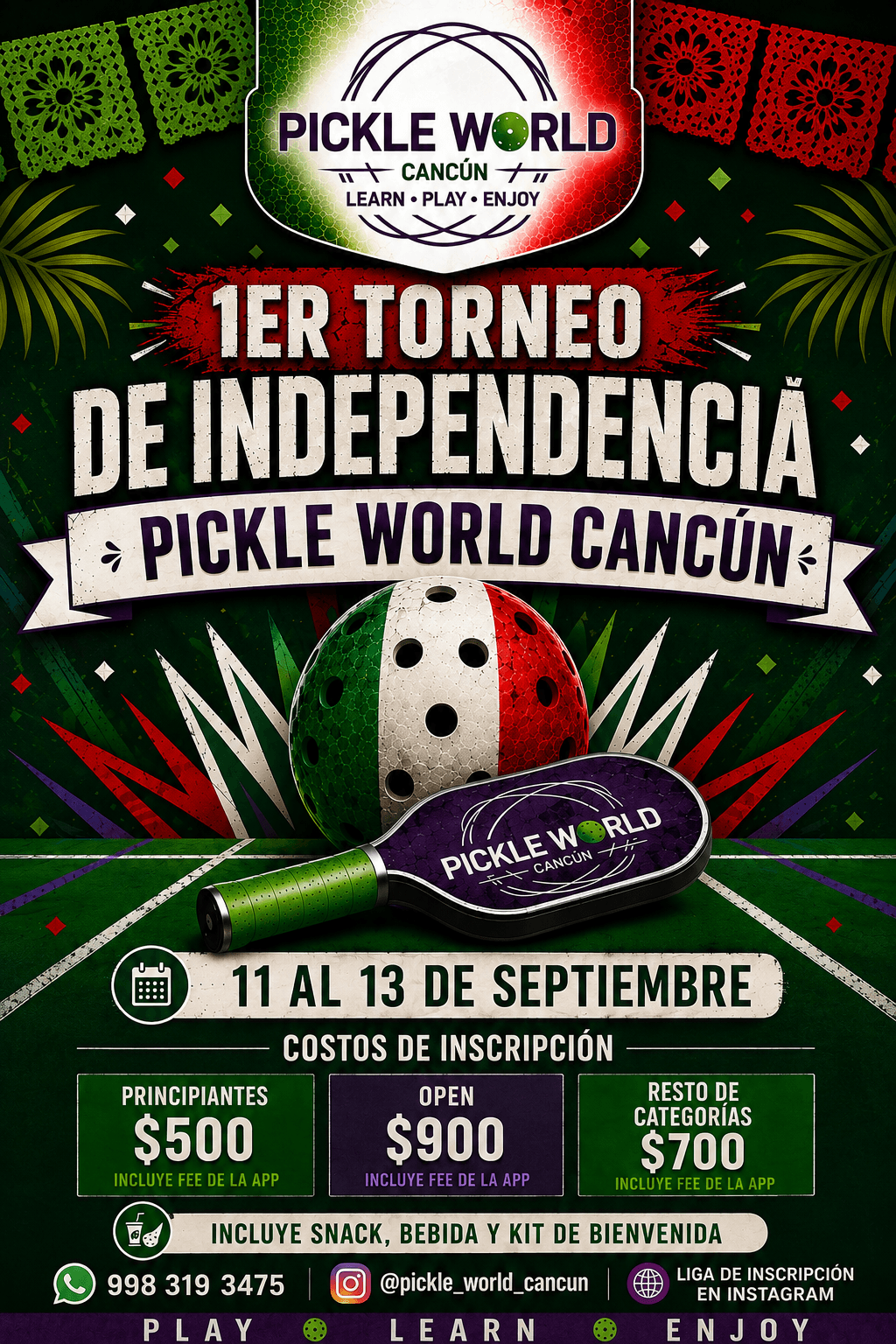 1ER TORNEO INDEPENDENCIA PICKLE WORLD CANCUN